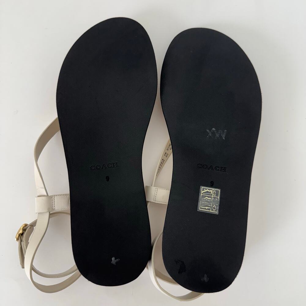 Coach Gracey Leather Thong Sandals Flats in Chalk Size 9 - Picture 10 of 11